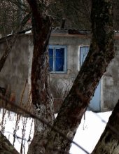 Haus mit den blauen Fensterrahmen / *****