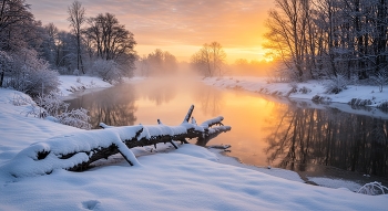 Sonnenaufgang über dem Fluss / ***