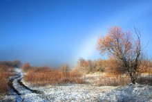 Die Straße im Schnee Nebel / ***