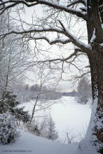 Die Malerei in ramke.Ili Blick auf den Fluss der Schwester. / ***