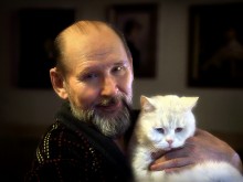 Porträt des Künstlers mit grustyaschim Katze ... / ***