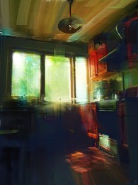Mittag in der Küche / canon 7d + corel painter