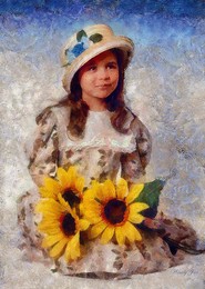Mädchen mit Sonnenblumen / ***
