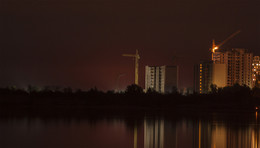 red moon rise / city view