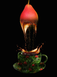 red pear juise / red pear juice, composition, collage