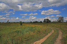 Auf der Straße mit Wolken. / " " "
