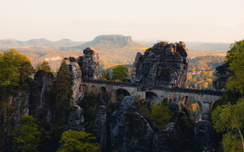 Basteibrücke im Sonnenuntergang / Der Klassiker im Sonnenuntergang