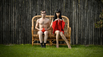red @ socks / backyard