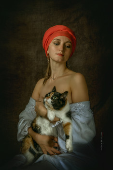 Mädchen und Katze / ***