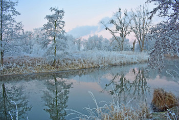 Frosty silence / Es war noch sehr früh, die Natur schien noch zu schlafen. Die Kälte legte sich wie ein weißer Schleier über die Winterlandschaft