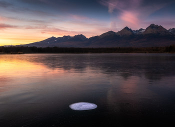 Frozen pond / Frozen pond under the Tatras after the sunset :)