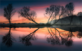 Abends am Teich / Abends an einem kleinen Teich in der Steiermark.