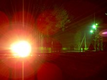In the light of headlamps. / ***