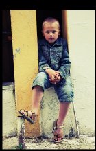 portrait of a boy in sandals / ***