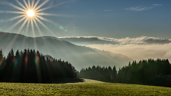  / mit nebel gefülltes tal