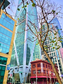 Downtown Old and New / City center, new skyscrapers and old buildings