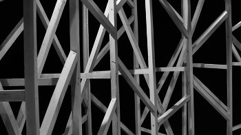 lines and darkness / white abstract art object in the dark