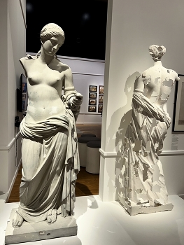 Two Venuses: Roman and Modern / Two sculptural versions of the appearance of Venus - Roman and modern - side by side in a museum