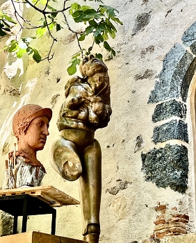 Art court yard / Collection of random sculptures in the court yard of a castle