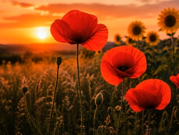 Sonnenuntergang in Zeulenroda / Sonnenuntergang in Zeulenroda. Zeulenrodaer Meer, auf dem Feld Richtung Talsperre, Klatschmohn.