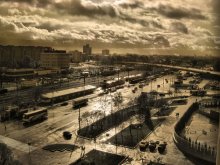 City after rain (sepia) / ***