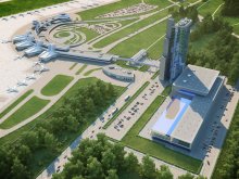 The prospect of development of the airport Minsk II / v-ray photoshop