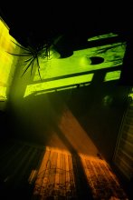 The view man sleeping on the floor of the room / ***