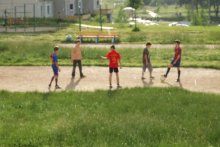 Soccer in sun puddles / / / /