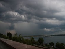 view of the Volgograd bridge during a storm / ***