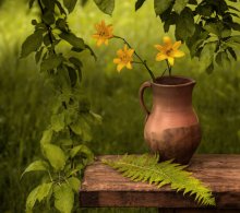 Stillleben mit Farnen / -----