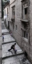 Amid the narrow streets / .....