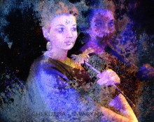 A girl and a flower. / ____________