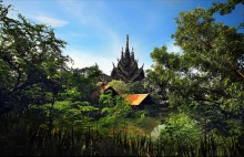 temple near the pond / ***