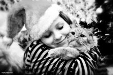 a man and a cat / ***