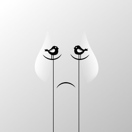 Sad Crying Face Stylized Abstract Background Illustration / Art Sad Crying Face With Birds On Eyes Icon Stylized Abstract Background Illustration