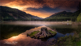 Inginge / Abends nach Sonnenuntergang in der Gaal am Ingeringsee