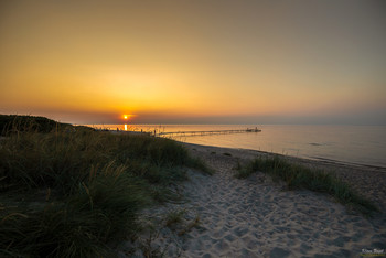 at the beach / Sunset in September 2019, Denmark at the Baltic Sea