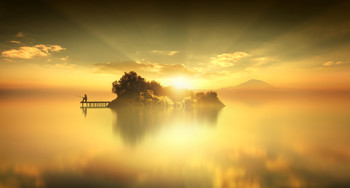 Pesca serena / Pescatore al tramonto.