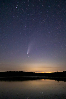 Comet and Shooting Star / This summer my son and I chased the Comet as it shown bright in the sky. This was one of my favorites as I caught a shooting star underneath the comet.