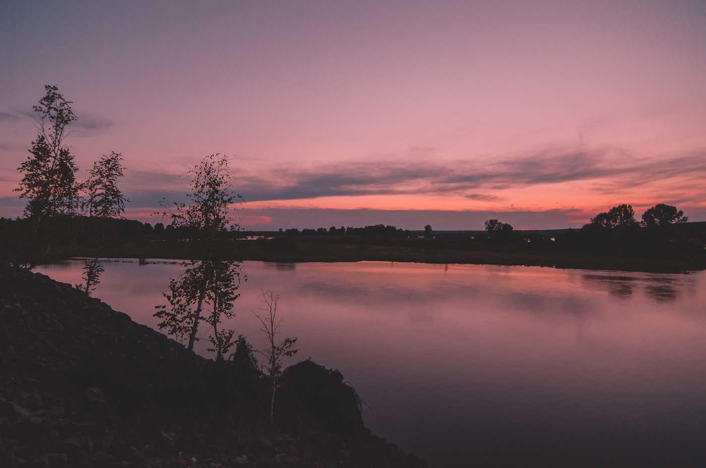 Закат на берегу Енисея.