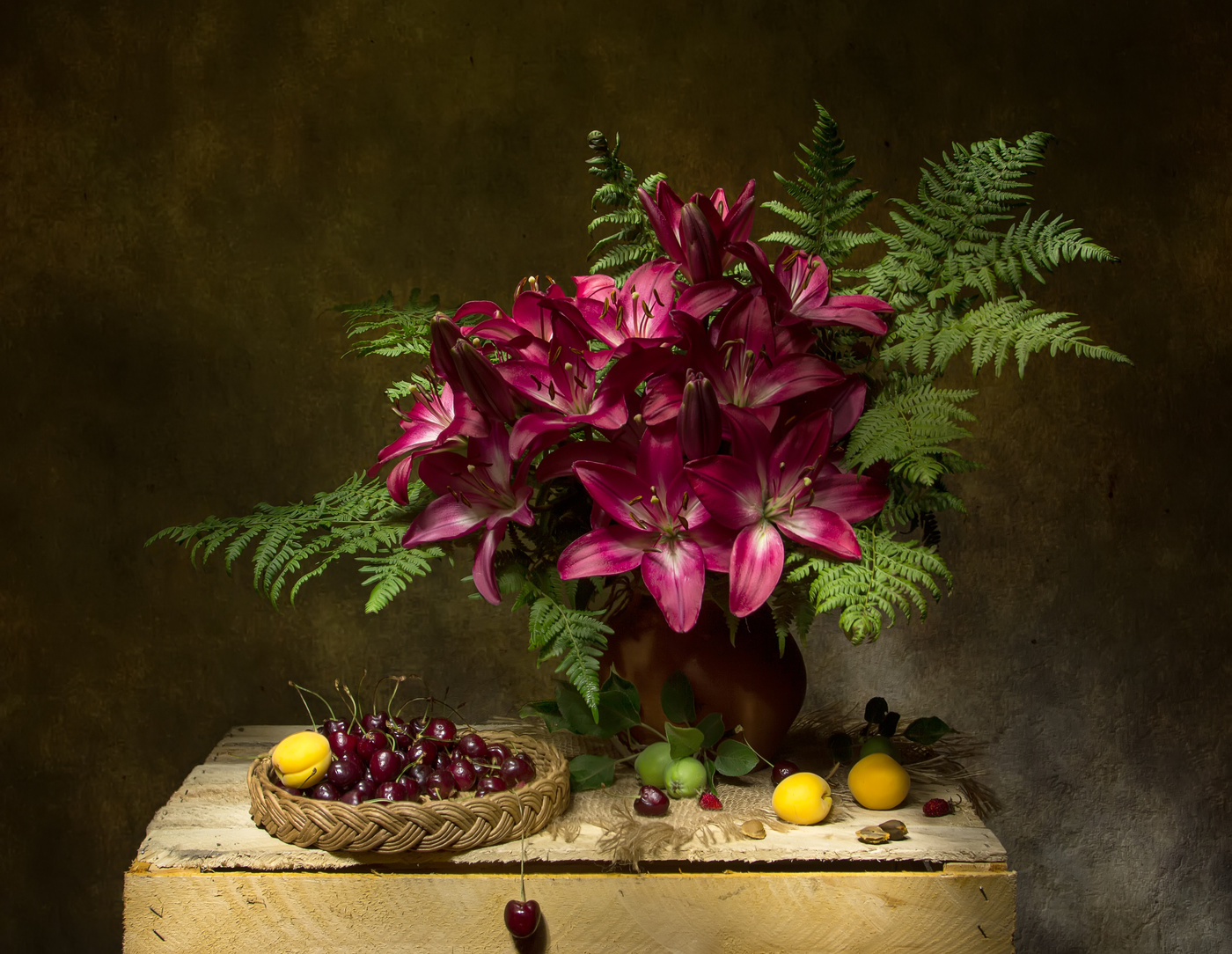 С лилиями...