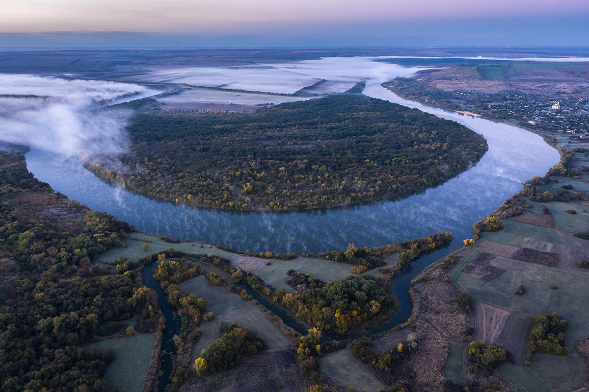 Северский Донец у станицы Калитвенской на рассвете в начале октября