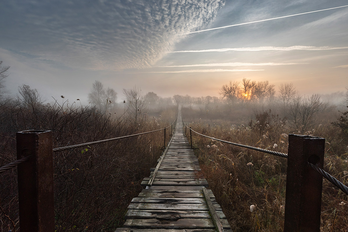 Утро в конце октября у моста через реку Глубокую в хуторе Астахов