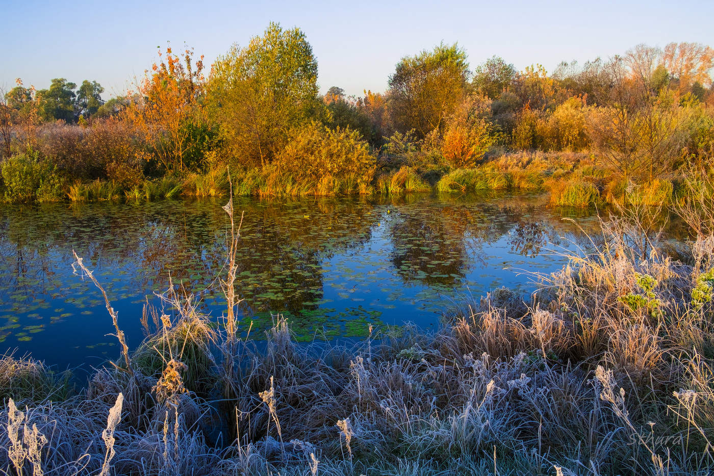 Осень встречается с зимой.