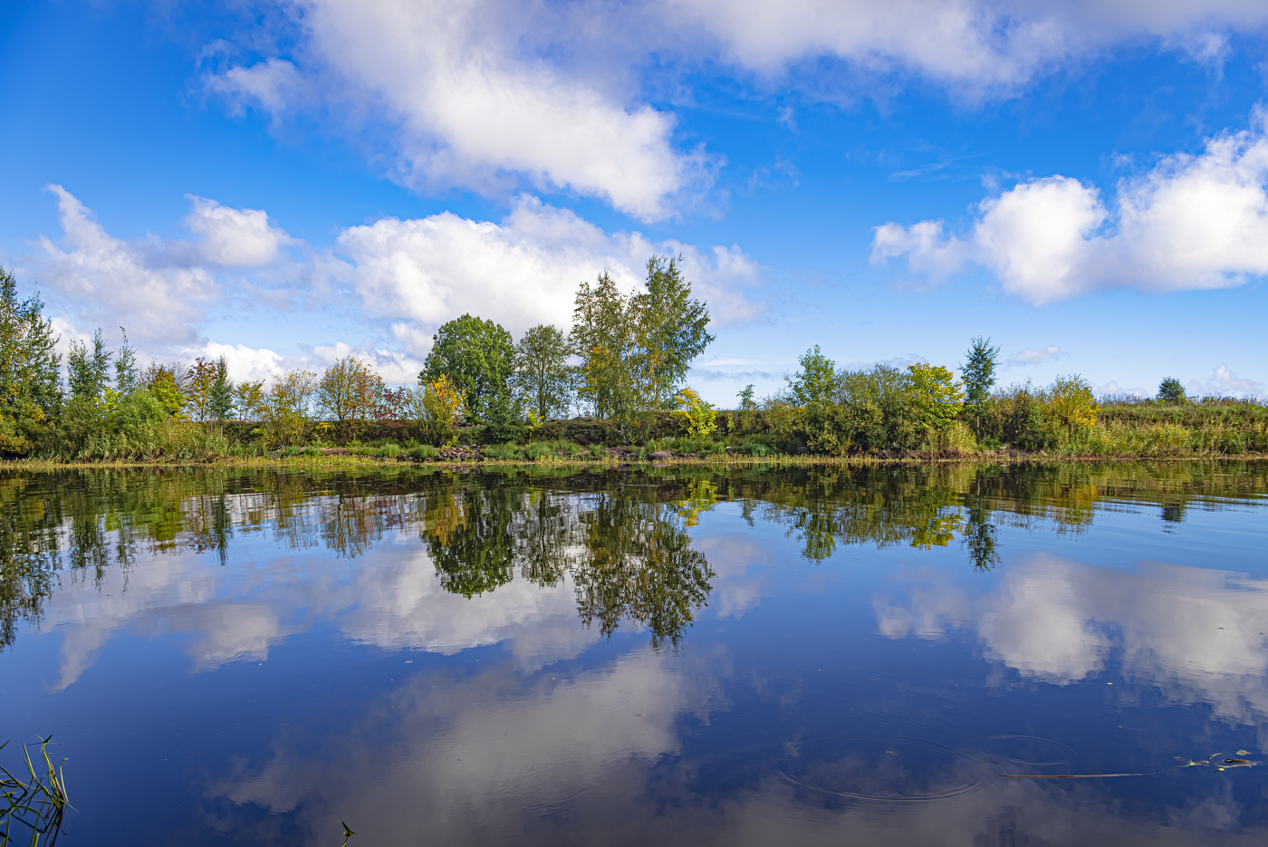 В реку смотрятся облака