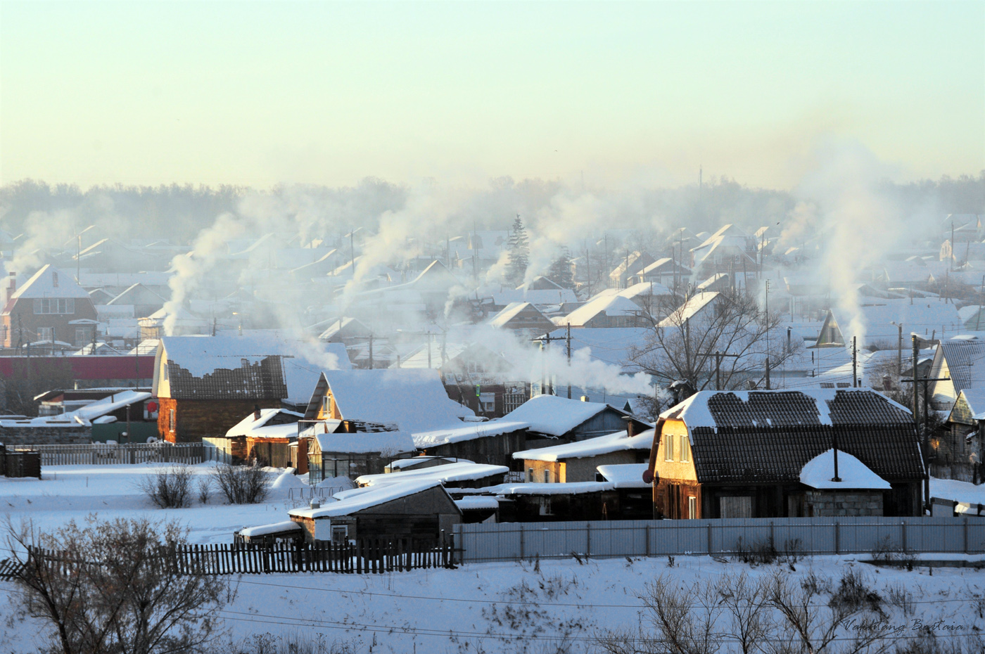 Утро морозное деревенское
