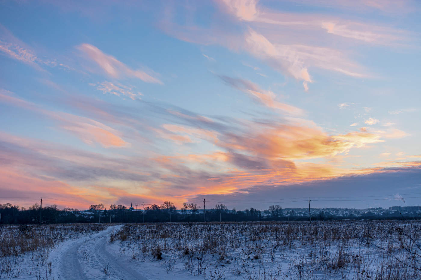 Январская заря вечерняя.
