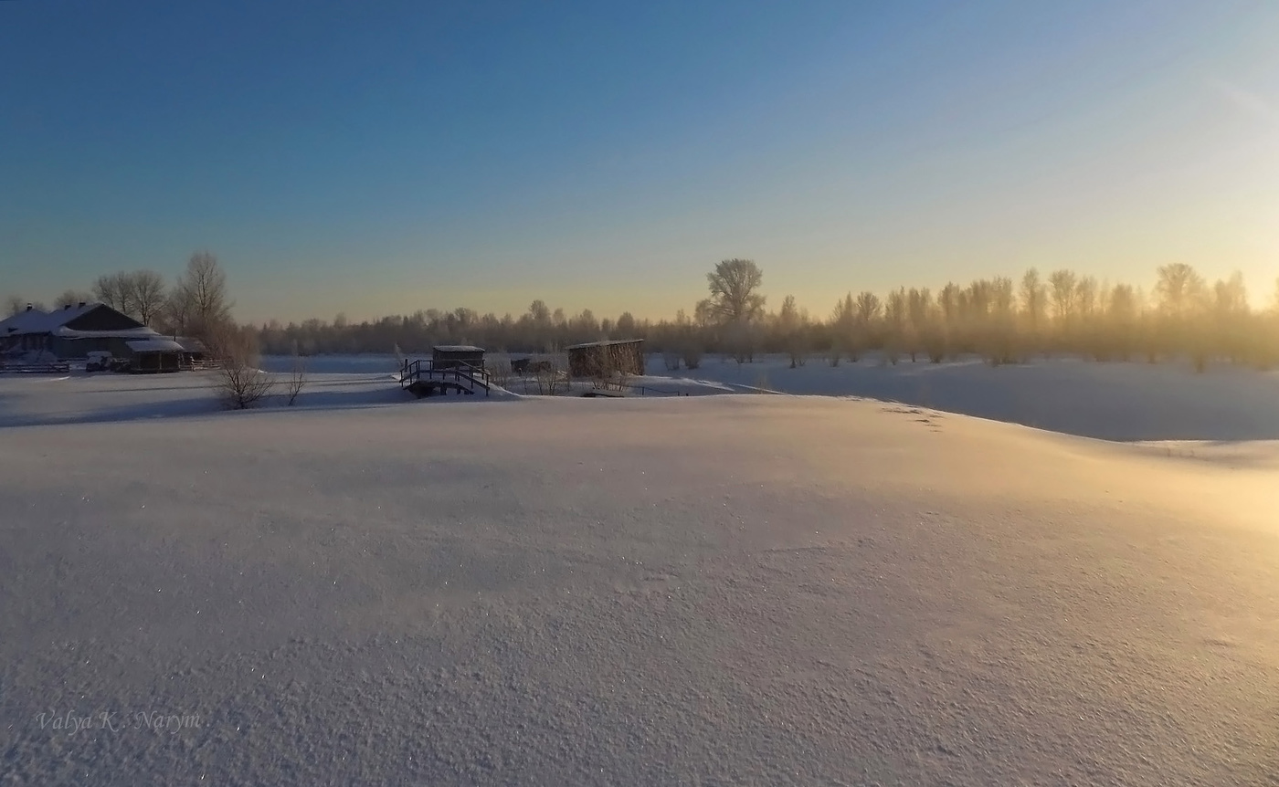 Деревенский зимний вечер