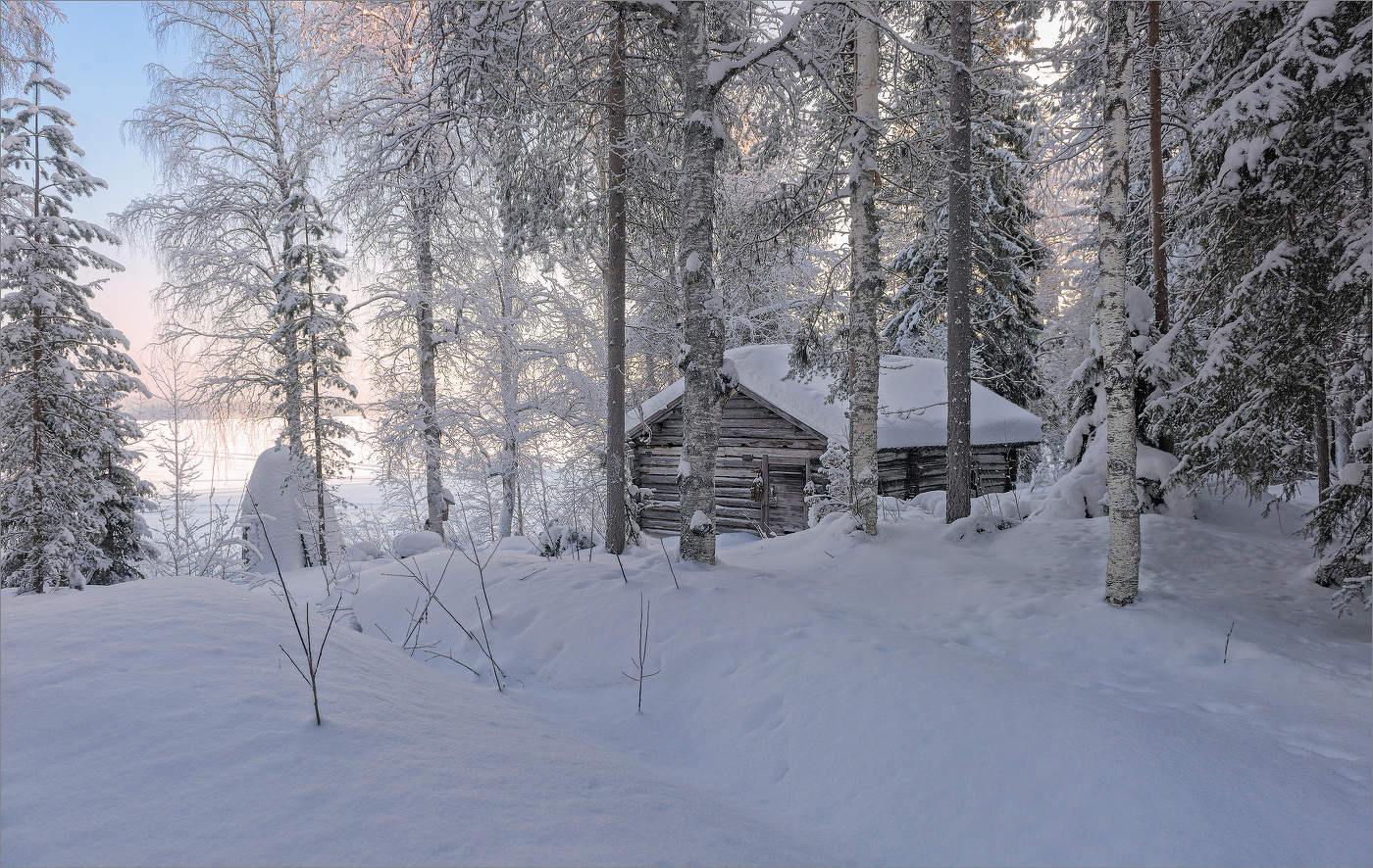 У леса на опушке жила зима в избушке