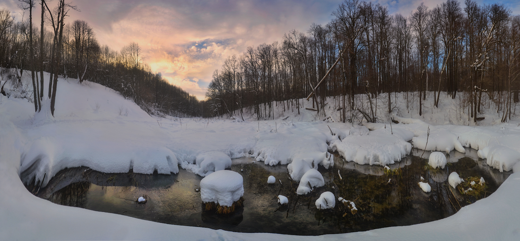 Зимний вечер у истоков Воронки